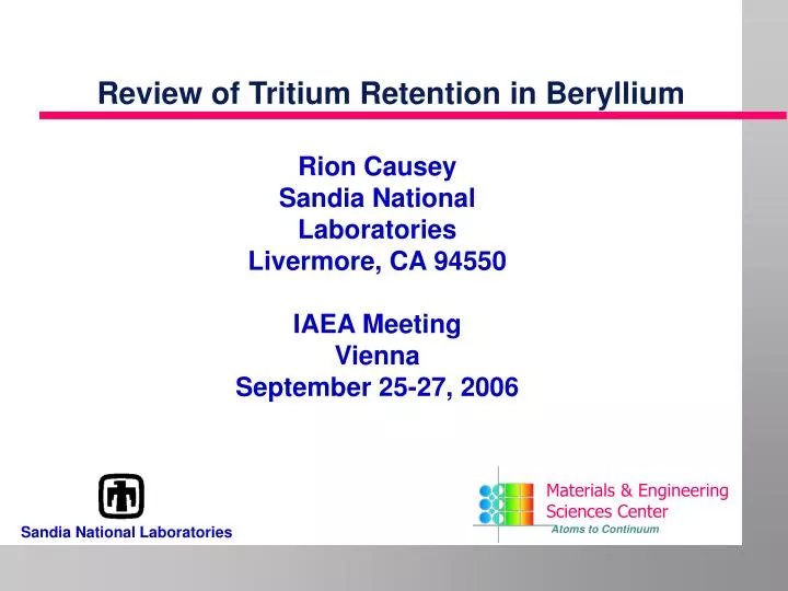 review of tritium retention in beryllium