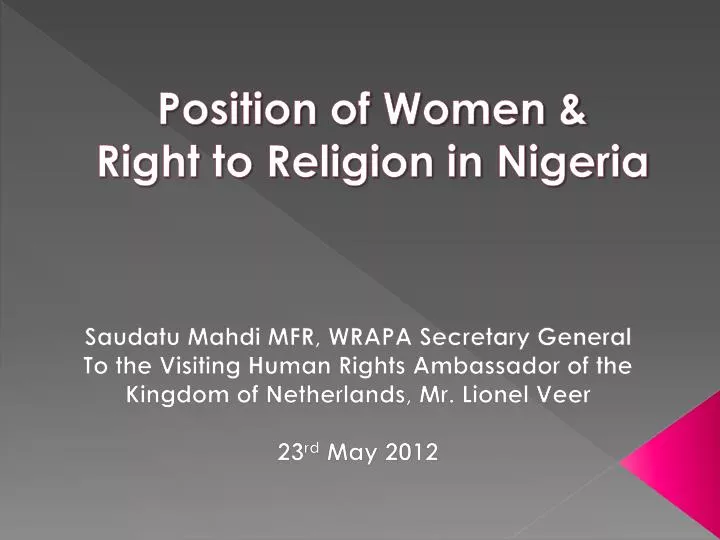 position of women right to religion in nigeria