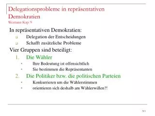 delegationsprobleme in repr sentativen demokratien weimann kap 9