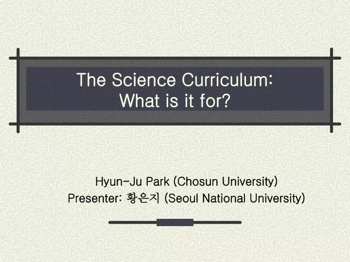 the science curriculum what is it for