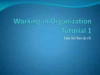 Working in Organization Tutorial 1