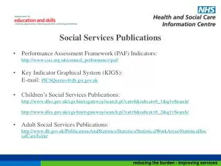 Social Services Publications