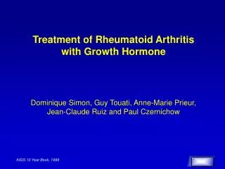 Treatment of Rheumatoid Arthritis with Growth Hormone