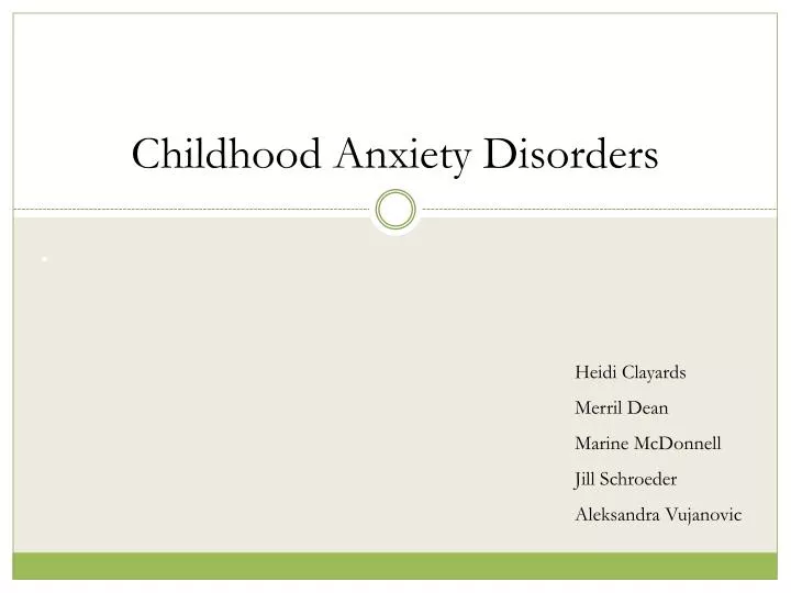childhood anxiety disorders