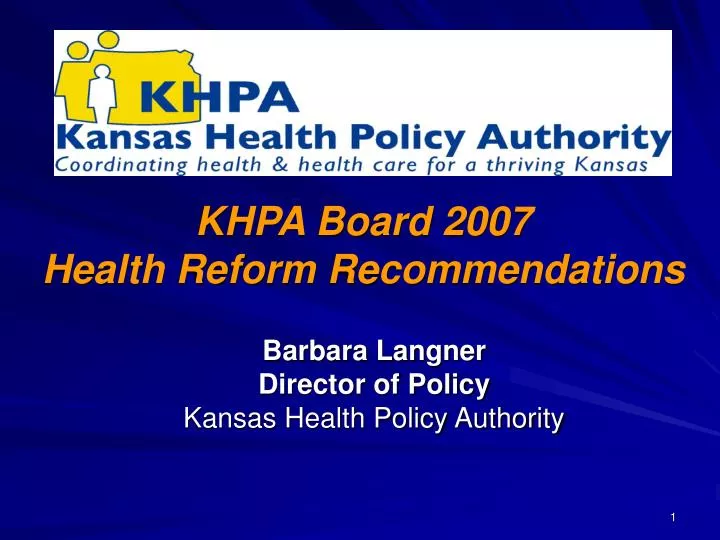 khpa board 2007 health reform recommendations