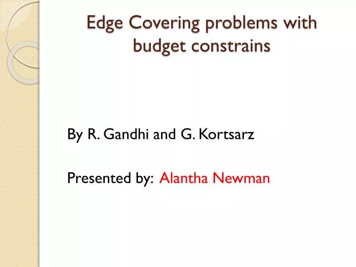 edge covering problems with budget constrains