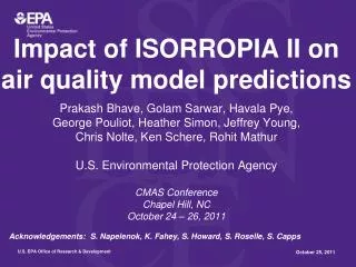 Impact of ISORROPIA II on air quality model predictions