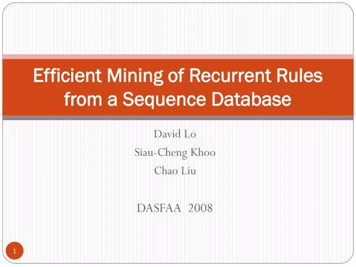 efficient mining of recurrent rules from a sequence database