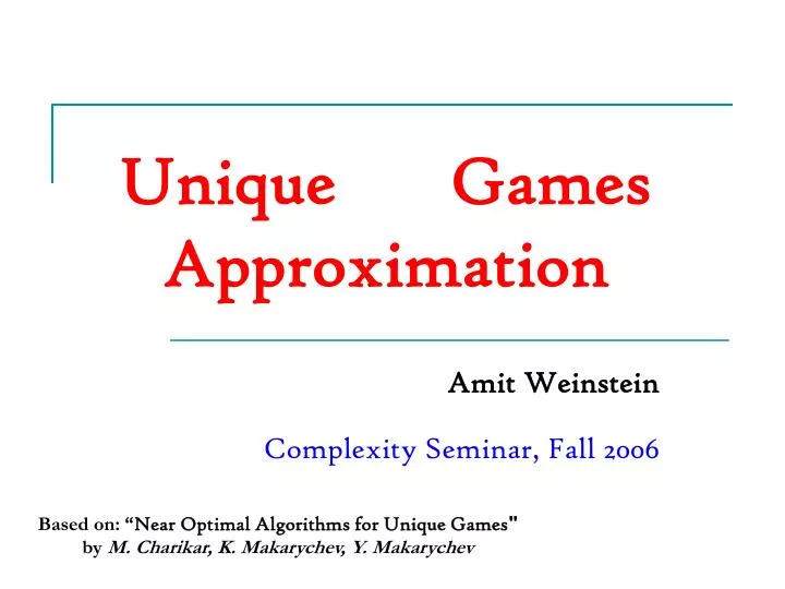 unique games approximation