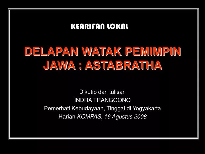 delapan watak pemimpin jawa astabratha