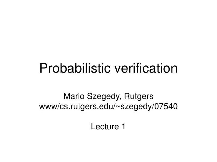 probabilistic verification