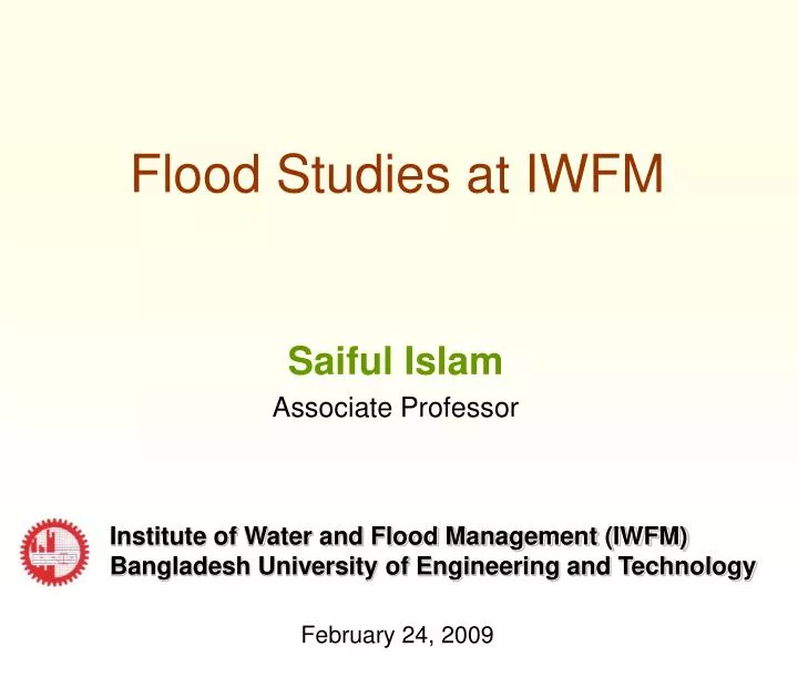 flood studies at iwfm