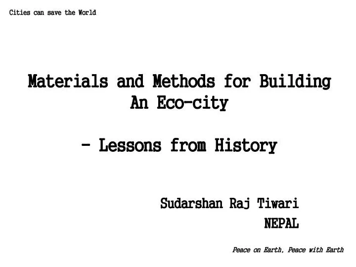 materials and methods for building an eco city lessons from history