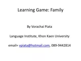 Learning Game: Family