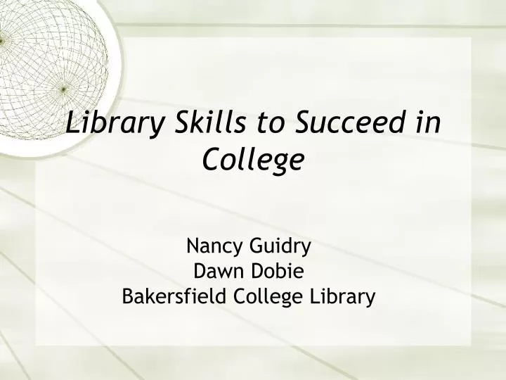 library skills to succeed in college