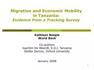 migration and economic mobility in tanzania evidence from a tracking survey