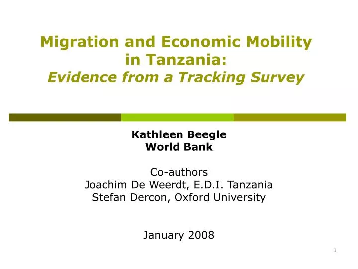 migration and economic mobility in tanzania evidence from a tracking survey