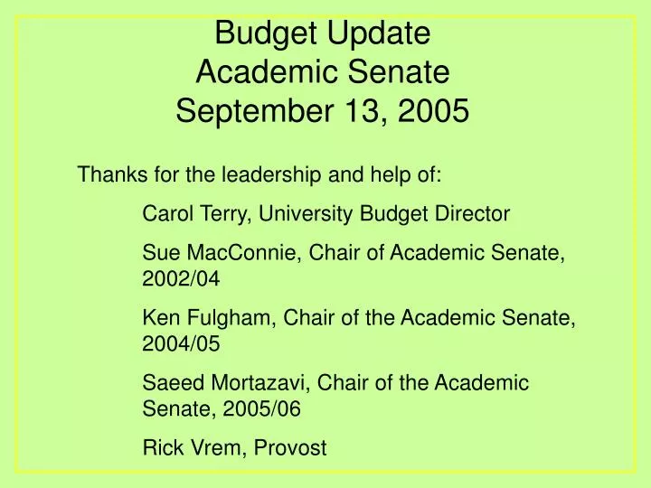 budget update academic senate september 13 2005