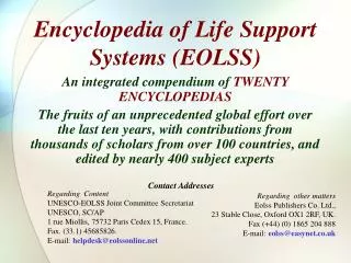 Encyclopedia of Life Support Systems (EOLSS)