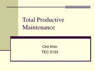 Total Productive Maintenance