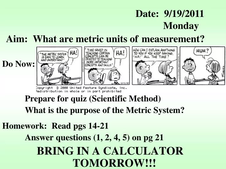 aim what are metric units of measurement