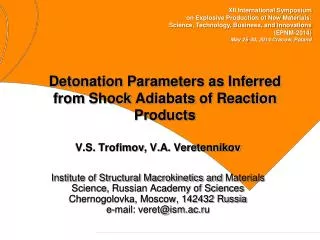 Detonation Parameters as Inferred from Shock Adiabats of Reaction Products