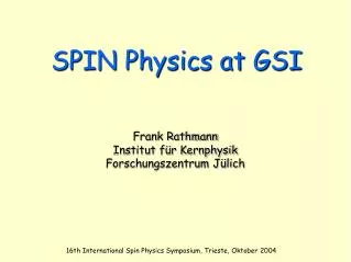 SPIN Physics at GSI