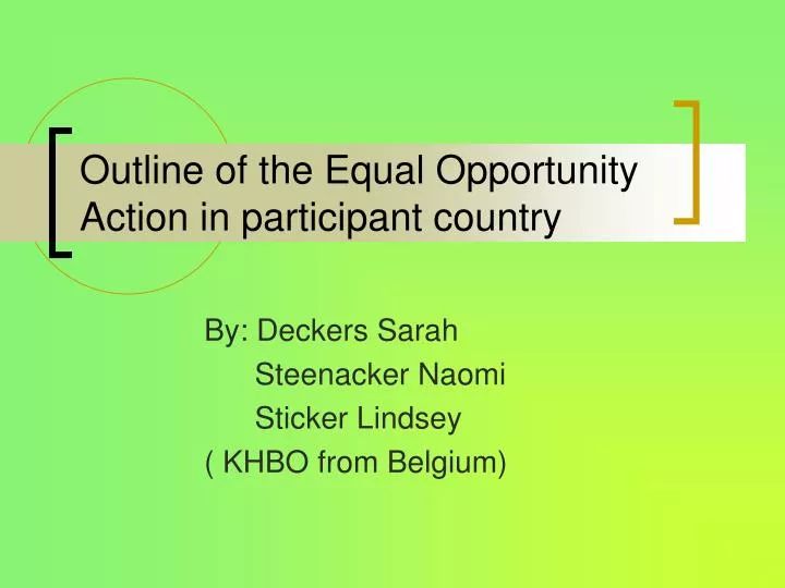 outline of the equal opportunity action in participant country