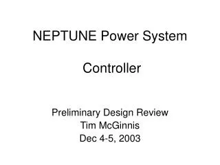 NEPTUNE Power System Controller