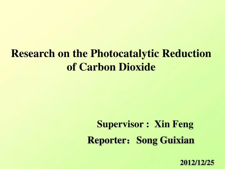 research on the photocatalytic reduction of carbon dioxide