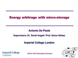 Energy arbitrage with micro-storage