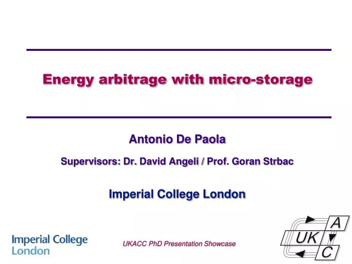 energy arbitrage with micro storage