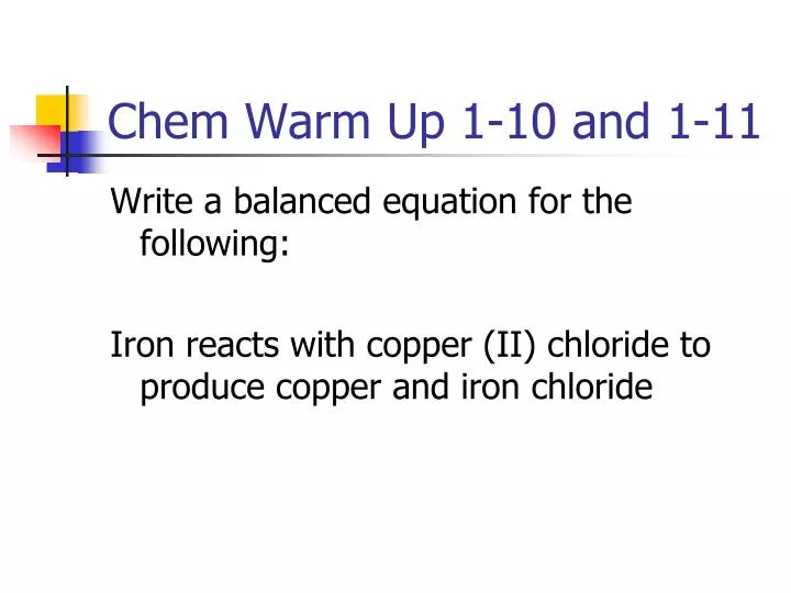 chem warm up 1 10 and 1 11