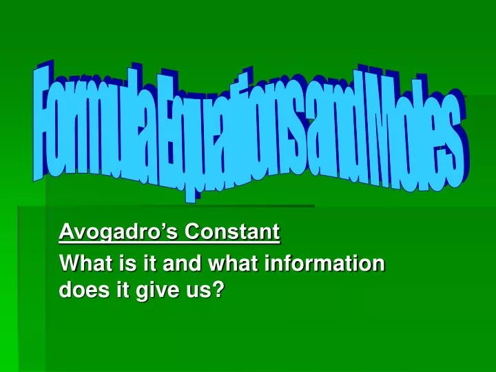 avogadro s constant what is it and what information does it give us