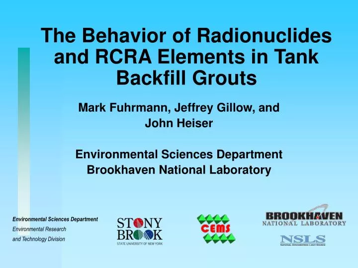 the behavior of radionuclides and rcra elements in tank backfill grouts