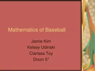 Mathematics of Baseball