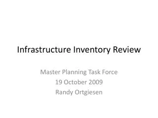 Infrastructure Inventory Review