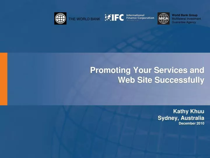 promoting your services and web site successfully kathy khuu sydney australia december 2010