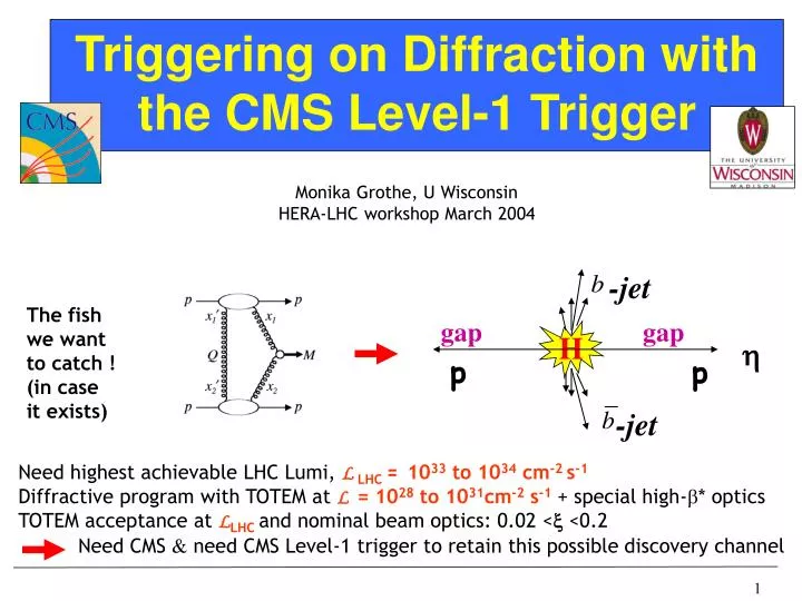triggering on diffraction with the cms level 1 trigger