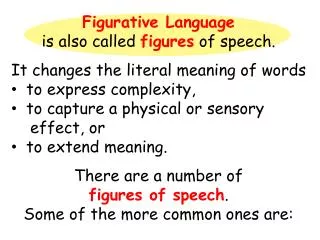 Figurative Language is also called figures of speech.
