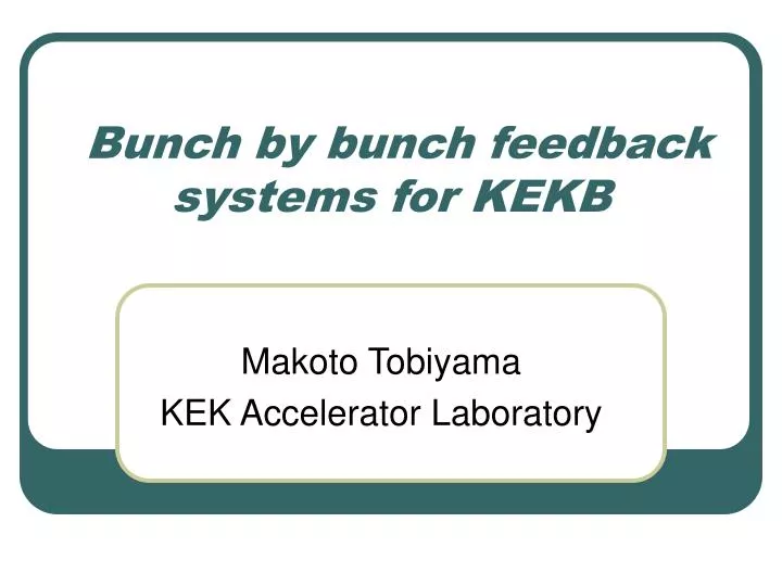 bunch by bunch feedback systems for kekb