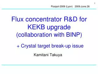 Flux concentrator R&amp;D for KEKB upgrade (collaboration with BINP)