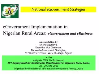 eGovernment Implementation in Nigerian Rural Areas: eGovernment and rBusiness