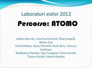 laboratori estivi 2012
