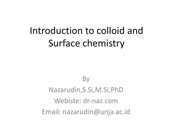 introduction to colloid and surface chemistry