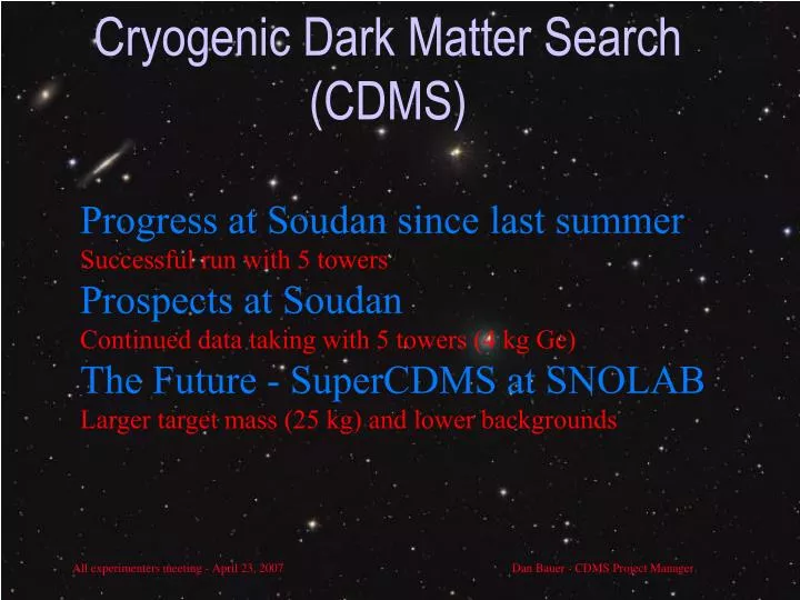 cryogenic dark matter search cdms