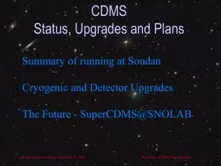 CDMS Status, Upgrades and Plans