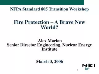 NFPA 805 - Status