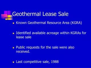 Geothermal Lease Sale