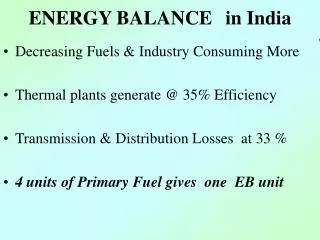 ENERGY BALANCE	 in India